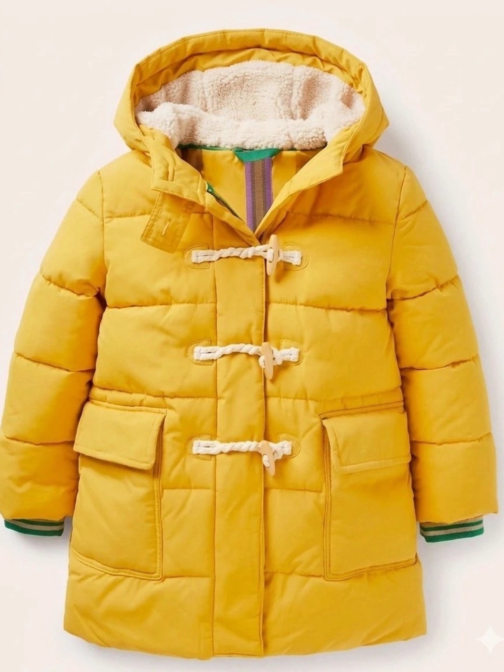 Boden Kids Puffer Coat Yellow Girls Size 4-5Y
